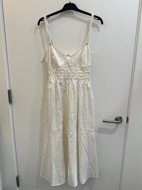 cult gaia Cream Midi Dress with Smocked Waist